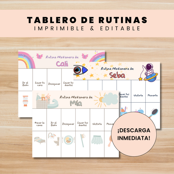 IMPRIMIBLE: TABLERO DE RUTINAS Y HÁBITOS